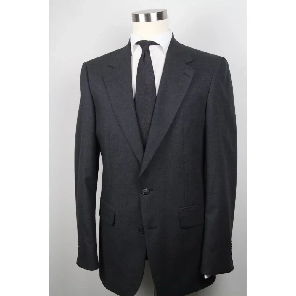 Stafford Mens 2-pc Suit Blazer‎ Jacket 40L Pants Size 30Wx31L Grey Solid E081155